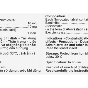 Ezenstatin 10/10 trị tăng cholesterol máu (4 vỉ x 7 viên)