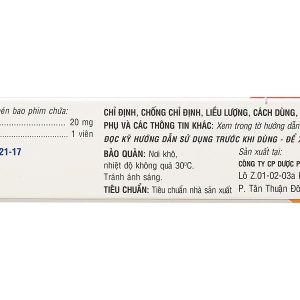 Fasthan 20mg trị rối loạn lipid máu, dự phòng biến cố tim mạch (3 vỉ x 10 viên)