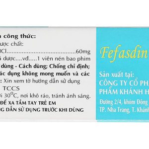 Fefasdin 60 điều trị viêm mũi dị ứng, mày đay (10 vỉ x 10 viên)