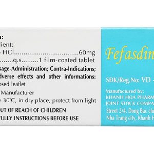Fefasdin 60 điều trị viêm mũi dị ứng, mày đay (10 vỉ x 10 viên)