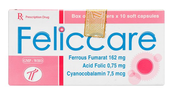 Feliccare phòng và trị thiếu máu tổng quát (10 vỉ x 10 viên)