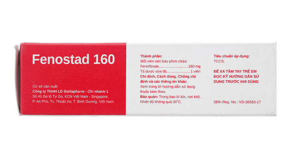 Fenostad 160 trị rối loạn mỡ máu (3 vỉ x 10 viên)