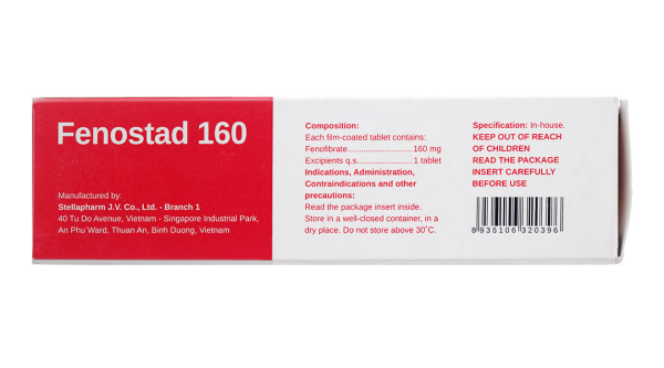 Fenostad 160 trị rối loạn mỡ máu (3 vỉ x 10 viên)