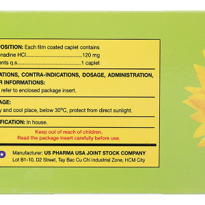 Fexofenadin 120-HV giảm triệu chứng của bệnh viêm mũi dị ứng (10 vỉ x 10 viên)