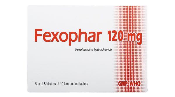 Fexophar 120mg trị viêm mũi dị ứng, dị ứng da, nổi mề đay (5 vỉ x 10 viên)
