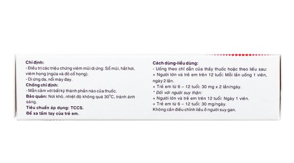 Fexophar 60mg trị viêm mũi dị ứng, dị ứng da, nổi mề đay (5 vỉ x 10 viên)