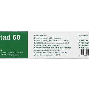 Fexostad 60 trị triệu chứng viêm mũi dị ứng, mày đay (1 vỉ x 10 viên)