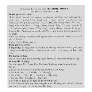 Siro Fitobimbi Immuno bổ sung vitamin, khoáng chất cho bé chai 200ml
