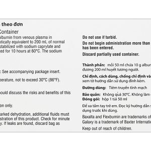 Dung dịch tiêm truyền Flexbumin 20% trị thiếu hụt albumin huyết túi 50ml