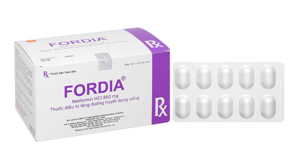 Fordia 850mg trị đái tháo đường type 2 kết hợp ăn kiêng và thể thao (10 vỉ x 10 viên)