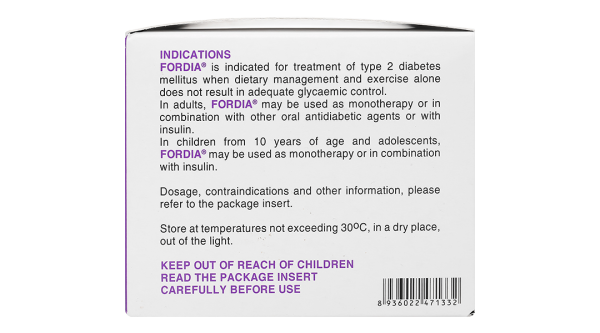 Fordia 850mg trị đái tháo đường type 2 kết hợp ăn kiêng và thể thao (10 vỉ x 10 viên)