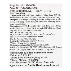 Dung dịch khí dung Formonide 200 HFA trị hen suyễn chai 120 liều xịt