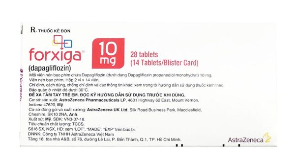 Forxiga 10mg trị đái tháo đường tuýp 2, suy tim và bệnh thận mạn tính (2 vỉ x 14 viên)