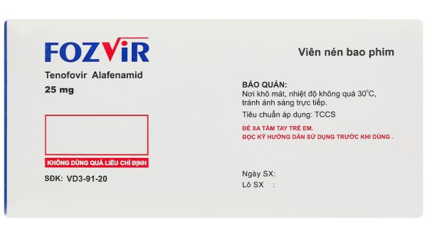 Fozvir 25mg trị viêm gan B (1 vỉ x 10 viên)