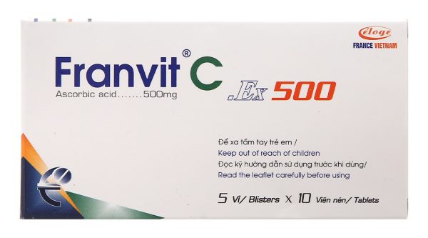 Franvit C.Ex 500 bổ sung vitamin C, tăng đề kháng (5 vỉ x 10 viên)