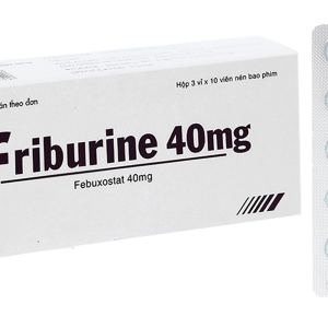 Friburine 40mg trị tăng acid uric huyết trong bệnh gout mạn tính (3 vỉ x 10 viên)