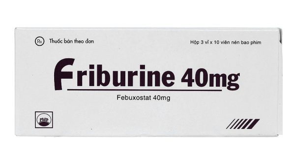 Friburine 40mg trị tăng acid uric huyết trong bệnh gout mạn tính (3 vỉ x 10 viên)