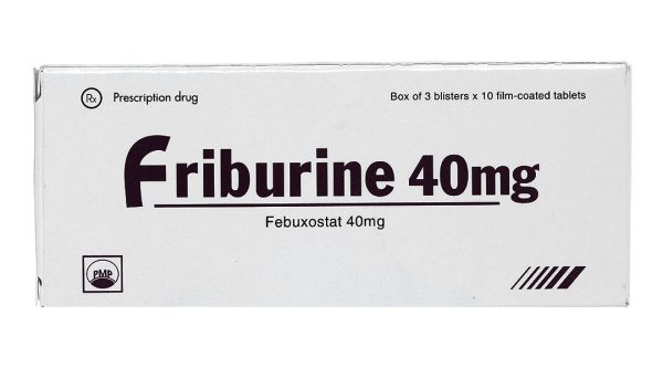 Friburine 40mg trị tăng acid uric huyết trong bệnh gout mạn tính (3 vỉ x 10 viên)