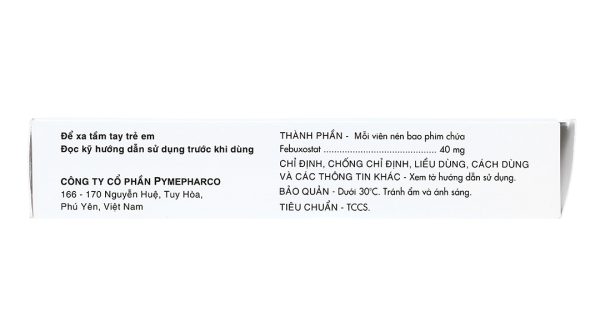 Friburine 40mg trị tăng acid uric huyết trong bệnh gout mạn tính (3 vỉ x 10 viên)