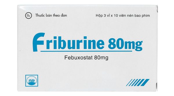Friburine 80mg trị tăng acid uric huyết ở bệnh nhân bị gout mạn tính (3 vỉ x 10 viên)
