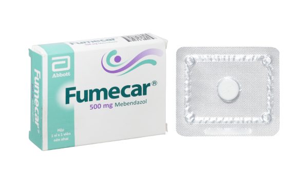 Viên nhai Fumecar 500mg trị giun kim, giun tóc, giun đũa, giun móc (1 vỉ x 1 viên)