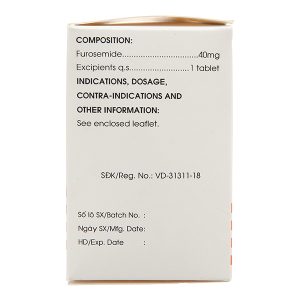 Furosemide Mekophar 40mg trị tăng huyết áp, tăng canxi huyết, trị phù (10 vỉ x 30 viên)