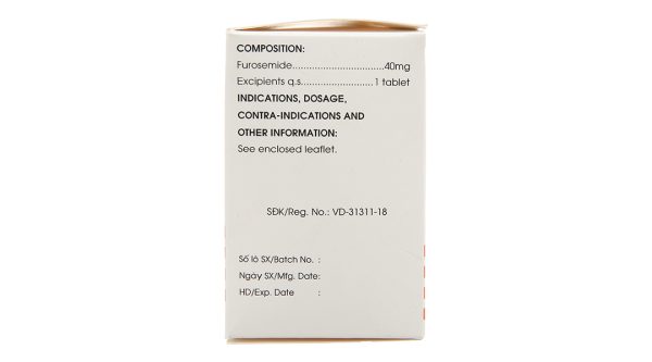 Furosemide Mekophar 40mg trị tăng huyết áp, tăng canxi huyết, trị phù (10 vỉ x 30 viên)