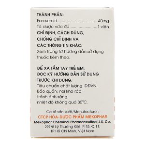 Furosemide Mekophar 40mg trị tăng huyết áp, tăng canxi huyết, trị phù (10 vỉ x 30 viên)