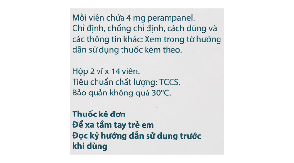 Fycompa 4mg điều trị bổ trợ cơn động kinh khởi phát cục bộ (2 vỉ x 14 viên)