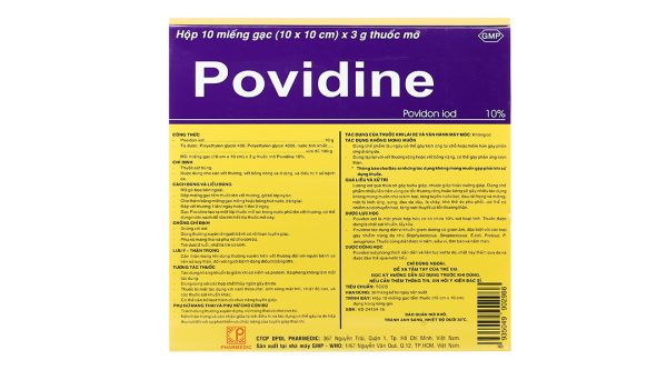 Gạc Povidine iodine 10% sát trùng vết thương hộp 10 miếng