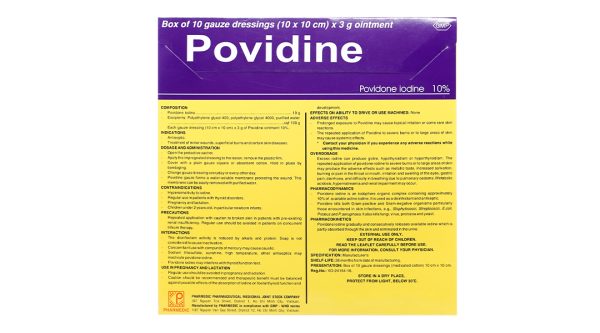 Gạc Povidine iodine 10% sát trùng vết thương hộp 10 miếng