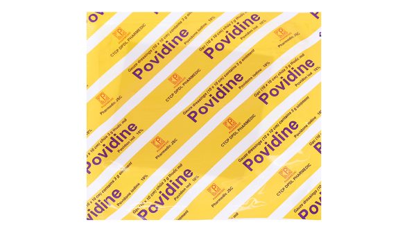 Gạc Povidine iodine 10% sát trùng vết thương hộp 10 miếng