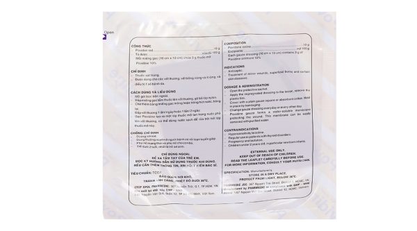 Gạc Povidine iodine 10% sát trùng vết thương hộp 10 miếng