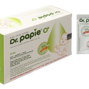 Gạc răng miệng Dr. Papie 0+ giúp sạch lưỡi, nướu, răng hộp 30 gói