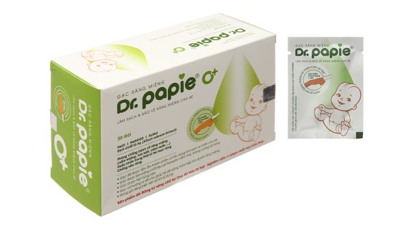 Gạc răng miệng Dr. Papie 0+ giúp sạch lưỡi, nướu, răng hộp 30 gói