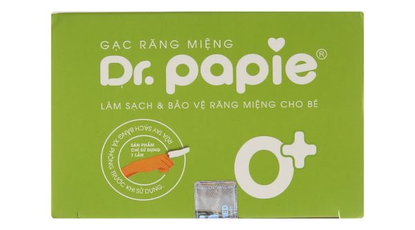 Gạc răng miệng Dr. Papie 0+ giúp sạch lưỡi, nướu, răng hộp 30 gói