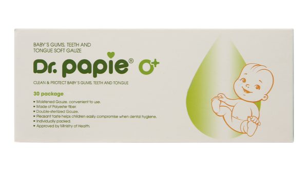 Gạc răng miệng Dr. Papie 0+ giúp sạch lưỡi, nướu, răng hộp 30 gói