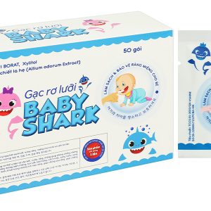 Gạc rơ lưỡi Baby Shark giúp sạch lưỡi, nướu, răng hộp 50 gói