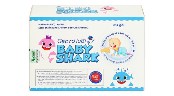 Gạc rơ lưỡi Baby Shark giúp sạch lưỡi, nướu, răng hộp 50 gói