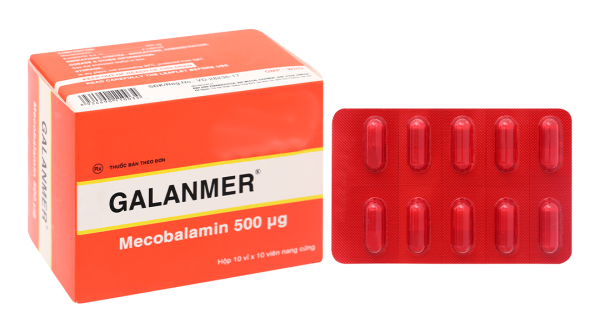 Galanmer 500mcg trị thiếu máu, thiếu vitamin B12 (10 vỉ x 10 viên)