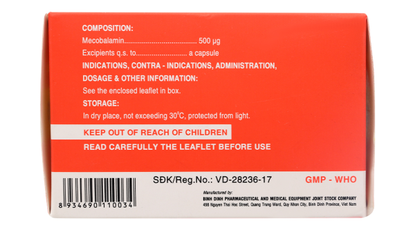 Galanmer 500mcg trị thiếu máu, thiếu vitamin B12 (10 vỉ x 10 viên)