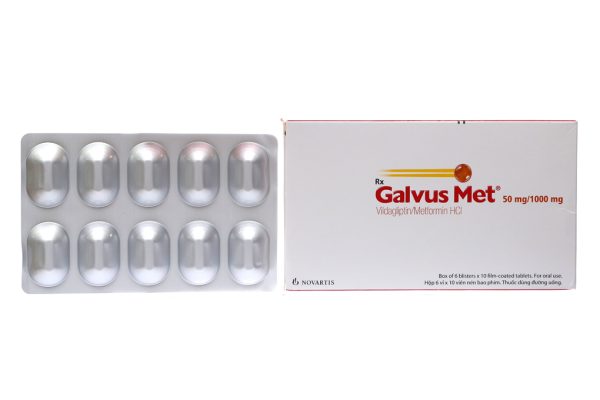 Galvus Met 50mg/1000mg trị đái tháo đường tuýp 2 (6 vỉ x 10 viên)