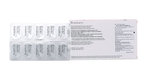 Galvus Met 50mg/850mg trị đái tháo đường tuýp 2 (6 vỉ x 10 viên)