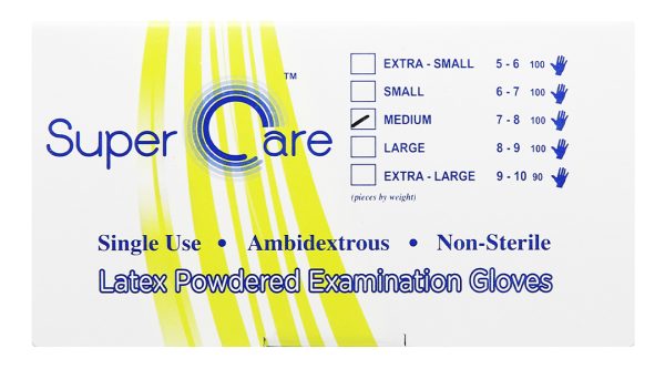 Găng tay y tế có bột Super Care size M hộp 50 đôi