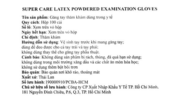 Găng tay y tế có bột Super Care size M hộp 50 đôi