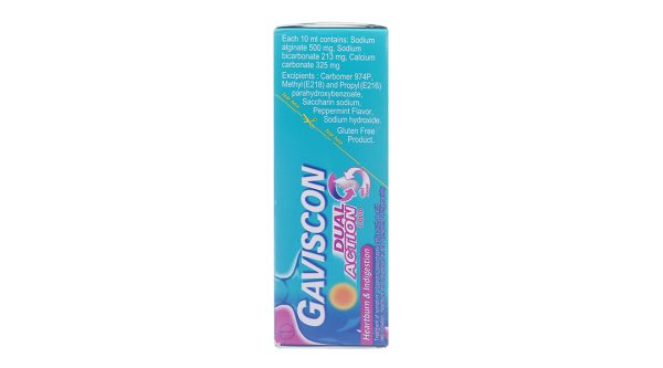 Hỗn dịch uống Gaviscon Dual Action trị trào ngược dạ dày, thực quản (24 gói x 10ml)