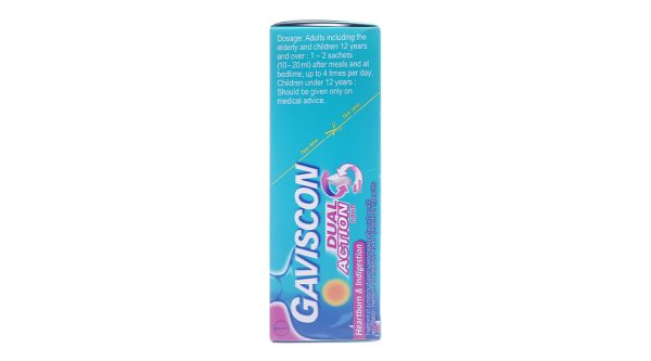 Hỗn dịch uống Gaviscon Dual Action trị trào ngược dạ dày, thực quản (24 gói x 10ml)