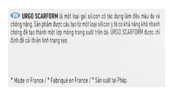 Gel Urgo Scarform hỗ trợ làm mờ sẹo, mờ thâm tuýp 7g