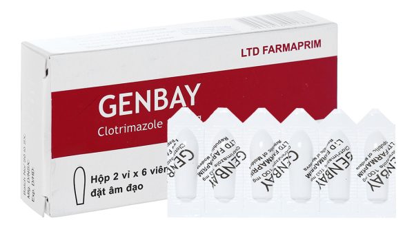 Viên đặt âm đạo Genbay 100mg trị nhiễm khuẩn, nấm âm đạo (2 vỉ x 6 viên)