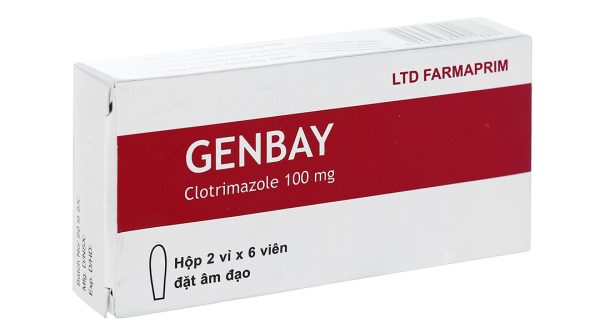 Viên đặt âm đạo Genbay 100mg trị nhiễm khuẩn, nấm âm đạo (2 vỉ x 6 viên)